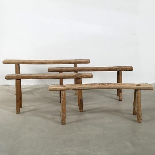 Artissance Handmade Wooden Entryway Bench, Vintage Noodle Bench for Living Room, Bedroom, or Entryway, End of Bed Bench, Weathered Natural Wood Bench Indoor Farmhouse Decor thumbnail 7