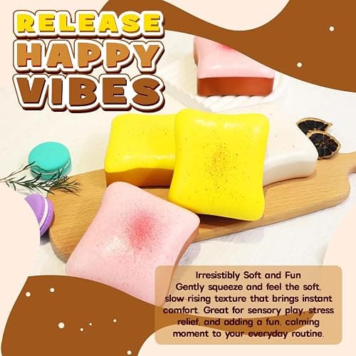 3 Pack Slow Rising Squishy Butter Bread, Realistic Bread Squishies with Butter Scent, Soft Sticky Squishy Toy, Stress Relief Fidget for Focus, Popular Squishies Gift Party Favor thumbnail 4