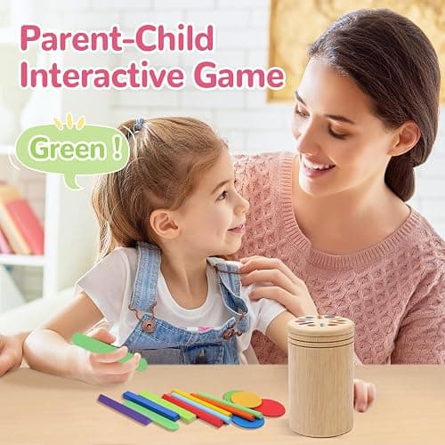 MTTIERY Montessori Wooden Color Sorting Toys for 18 Month Old,Preschool Learning Activities Educational Fine Motor Matching Game,Birthday Gifts for Boys Girls - Ice Cream Stick thumbnail 6