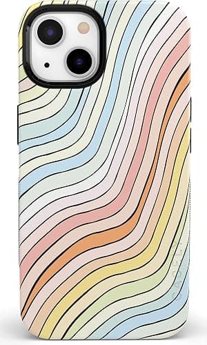 Casely iPhone 15 Case | Ride The Wave | Pastel Rainbow Lined | Bold Case | Compatible with MagSafe - Image 1