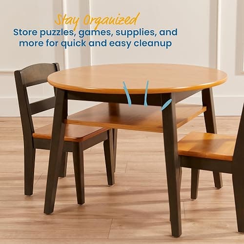 ECR4Kids Hideaway Table and Chair Set, Kids Furniture, Honey/Grey Wash, 3-Piece thumbnail 4