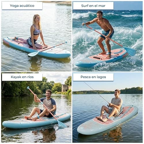 Devoko Tabla Paddle Surf Hinchable 330cm 2 en 1 con Kayak Hinchable Plazas y Accesorios hasta 130kg para Surf, Pesca, Yoga thumbnail 4