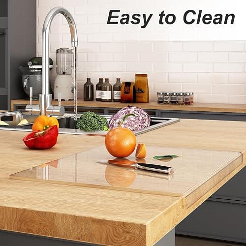 JJL Acrylic Cutting Board with Counter Lip, Anti-Slip, 16 x 12.5 Inches, Clear – Perfect for Cutting Bread, Meat, and Vegetables, Ideal Choice for Kitchen Countertop Décor thumbnail 6