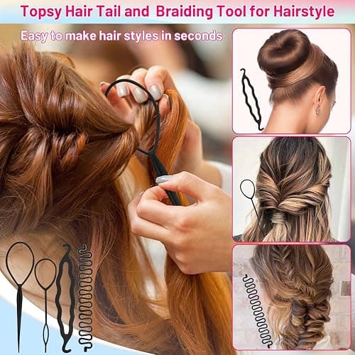Evatage 1512Pcs Small Hair Rubber Bands with Hair Loop Styling Tool Colorful Mini Hair Elastics with Topsy Pony Tail Hair Tool Hair Braiding Tools for Girls Kids Hair Styling Accessories Kit thumbnail 4