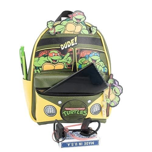 AI ACCESSORY INNOVATIONS Teenage Mutant Ninja Turtles Mini PU Backpack Purse, TMNT Shoulder Bag with Epoxy Filled Metal Pizza Charm, 10.5 Inch, Adjustable Shoulder Straps, Faux Leather thumbnail 6