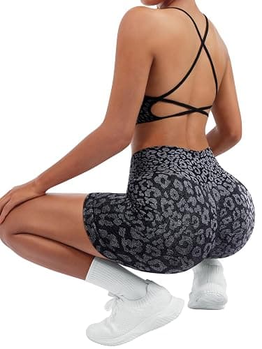 SUUKSESS Women Seamless Workout Sets Strappy Sports Bra High Waist Booty Shorts Outfits thumbnail 3