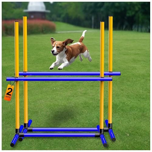 AHAILUOO Adjustable Dog Agility Jump Set – Training Hurdles with Height Adjustable Bars, Portable Design with Carry Bag for Indoor & Outdoor Agility Courses (2 Pack) - Image 1