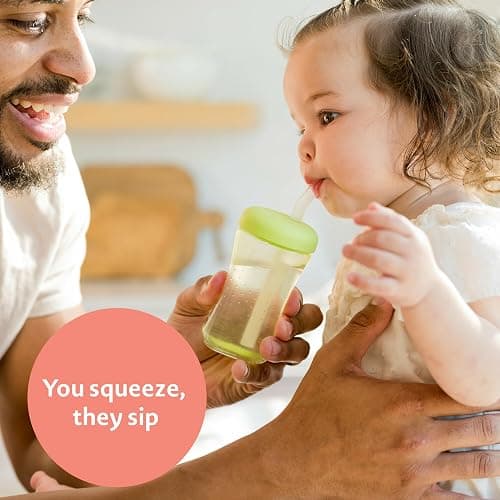 The First Years Squeeze & Sip Toddler Straw Cups - Squeezable Transition Sippy Cup with Silicone Straw - Toddler Feeding Supplies - 7 Oz - 3 Count - Ages 6 Months and Up thumbnail 3