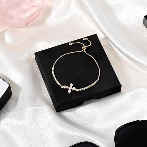 VIBILIA Bracelets for Women, Cross Bracelets for Women Trendy, Adjustable Bracelets, Dainty Tennis Bracelets, Catholic Gift for Mom Daughter Wife Sister Friend, Communion Gift thumbnail 6