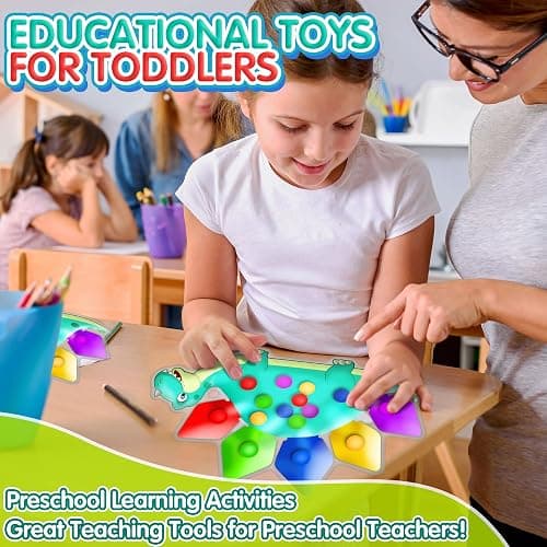 Christmas Stocking Stuffer Gift for Toddler Grandkid Boys Dinosaur Color Sorting Sensory Toy Fine Motor Roadtrip Travel Essential Autism Dementia Fidget Preschool Classroom Activities for Kid Aged 3-5 thumbnail 4