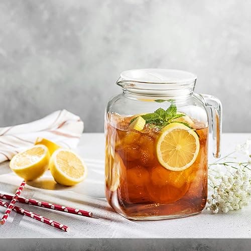 Bormioli Rocco Hermetic Seal Pitcher With Lid and Spout [68 Ounce] for Homemade Juice & Iced Tea or for Glass Milk Bottles, Clear - Frosted thumbnail 6