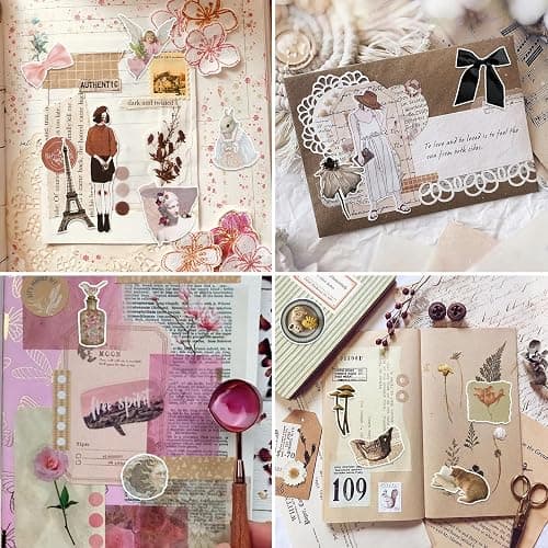 BOMICHI 480 Pcs Vintage Aesthetic Stickers for Scrapbooks Laptop Water Bottles Skateboard Notebooks Phone Kindle, Cute Vinyl Stickers for for Kids Teens Adults Girls thumbnail 3