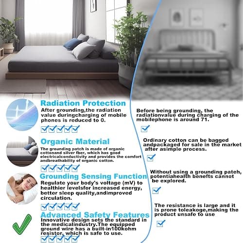 Grounding Sheets King, 90% Organic Cotton+ 10% Pure Silver Fiber,Grounded Bed Sheet Kit, Deep Pocket Grounded Bed Sheet, Relieves Pain - Used for Healthy Sleep Therapy (White, King) thumbnail 6