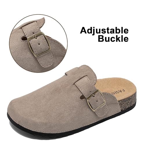 XTJSCBDSH Kids Suede Clogs with Cork Footbed, Toddler Boys Girls Sandals, Adjustable Buckle Slip-On Slippers, Arch Support Mules for Indoor Outdoor thumbnail 5