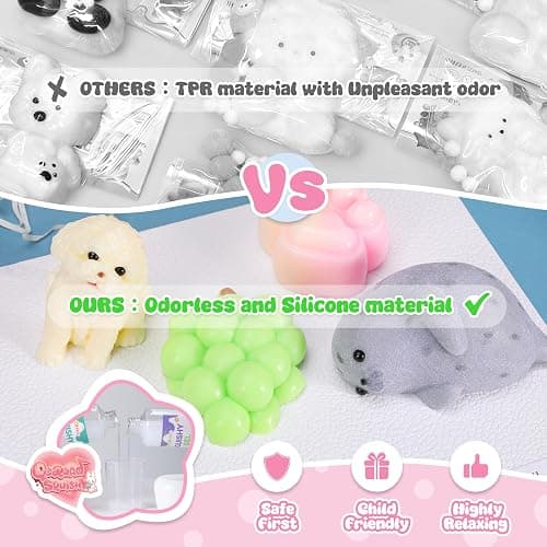 QCROAD SQUISHY taba Silicone Squishy Animal,Handmade taba Cute Squishy-Puppy, Seal, Cat Paw & Grape（4pcs） thumbnail 4