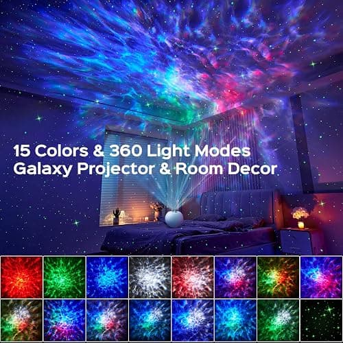 PIKOY 360 Lights Galaxy Projector+15 White Noise Machine Bluetooth,Birthday Gifts for Women 18th Birthday Gifts for Girls Gifts Boys,Night Light Led Lights for Bedroom Decor Home Decoration Room Decor thumbnail 2