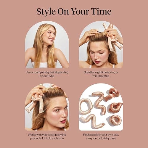 Disney & Kitsch Satin Heatless Curling Rod - Hair Curler Set, Heatless Curls Overnight, Hair Rollers for Soft Curls & Frizz-Free Styling, No Heat Curlers To Sleep in - 6pcs, Disney Princess thumbnail 6
