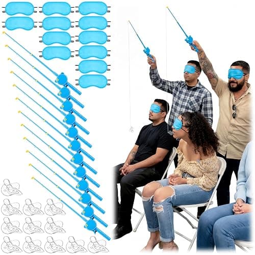 Tasdurian 12 Set Baby Shower Games Fishing The Pacifier Blindfolds Feeding Games Funny Baby Shower Gender Reveal Party Game Bridal Showers Gifts for Women Men Guest Cosplay Wedding Parties (Blue) - Image 1