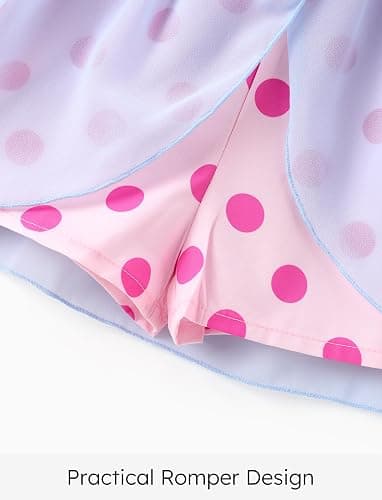 Disney Princess Frozen Elsa Minnie Mouse Stitch Toddler Girl Romper With Skirt Overlay Summer Jumpsuit with Bow 2-6 Years thumbnail 6