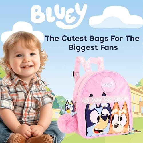Bluey Backpack for Girls - Fluffy Fur Pink Kids Backpack Travel Purse for Children & Toddler School Bag Rucksack Handbag Ideal for Nursery and Daily Use thumbnail 2