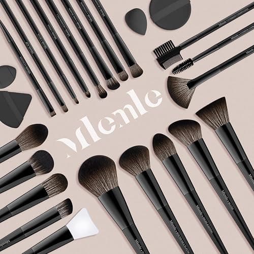 Makeup Brushes Set, Mlemle Professional 25 Pcs Makeup Kit, Include Powder Foundation Concealers Blush Eye shadows 21 Pcs Makeup Brushes and 2 Powder Puff, 2 Makeup Sponge(B02-EmberBlack) thumbnail 7