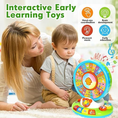 Duchong Learning Toy for Kids 1 2 3 Year Old Boys Girls, Spin and Sing Alphabet Zoo with Sounds, Interactive Educational Toys for Toddler 2-3, First Christmas 1st Birthday Gifts Toy thumbnail 6