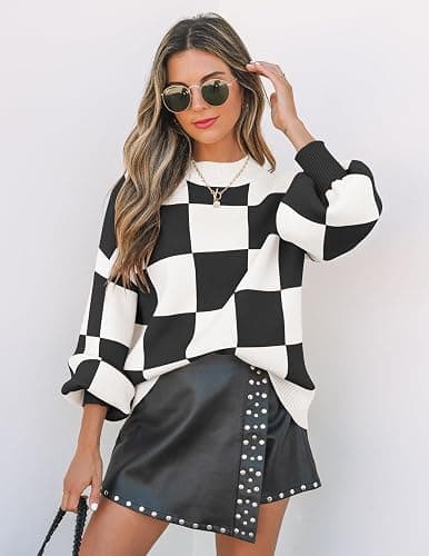 ZESICA Women's 2025 Fall Fashion Turtleneck Long Sleeve Striped Ribbed Knit Loose Pullover Sweater Tops thumbnail 6