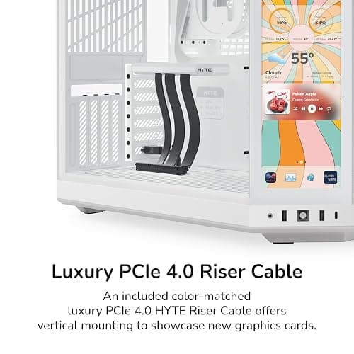 Hyte Y70 Touch Infinite Dual Chamber ATX Mid Tower Modern Aesthetic Case with Integrated 2.5K LCD Touchscreen - Snow White thumbnail 6
