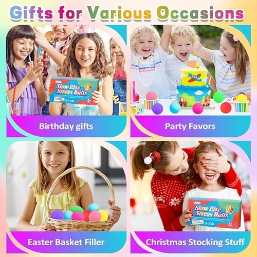 VISCOO 8 Pack Slow Rising Stress Ball,Stress Balls for Adults,Fidget Toys | Hand Therapy Sensory Squishy Ball for Stress Relief, Squishy Toys,Treasure Prize Box Toys for Kids Classroom thumbnail 7