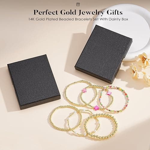M MOOHAM Boho 14K Gold Plated Bracelets for Women - Elastic Cross Beaded Bracelet Stack Stretch Pearl Bead Bracelet Colorful Christian Jewelry Set Religious Gifts for Women Teen Girls thumbnail 7