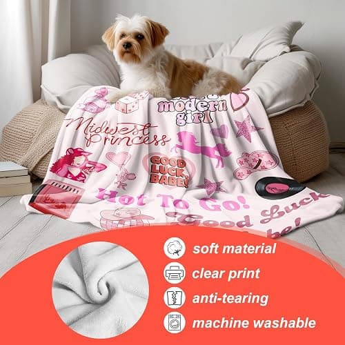 50"x 40" Pink Music Pony's Singer Throw Blanket, Chappell Gifts for Girls Fans Women, Soft Blankets All Seasons, Plush Cozy Lightweight Flannel Quilts for Bedroom Sofa Couch Living Room thumbnail 3