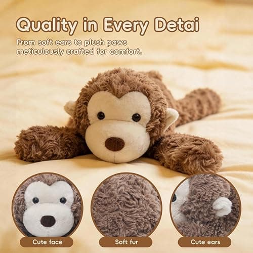 Niceween Monkey Stuffed Animal Monkey Plush Toy Soft and Premium Gifts for Babies Children Adults,Dark Brown,13 Inches thumbnail 11