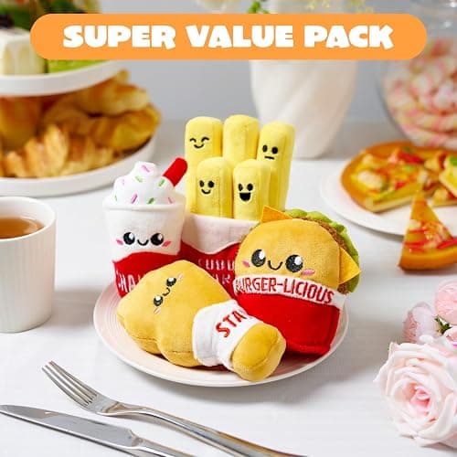 JOYIN 4 Pcs Emotional Support Plushies, Easter Fast Food Plush Stuffed Toys Set, Cute Burger Fries & Milkshake Plush Pillow for Girls Boys Teens, Fun Comfort Food Gift Box for Birthday & Care Package thumbnail 9