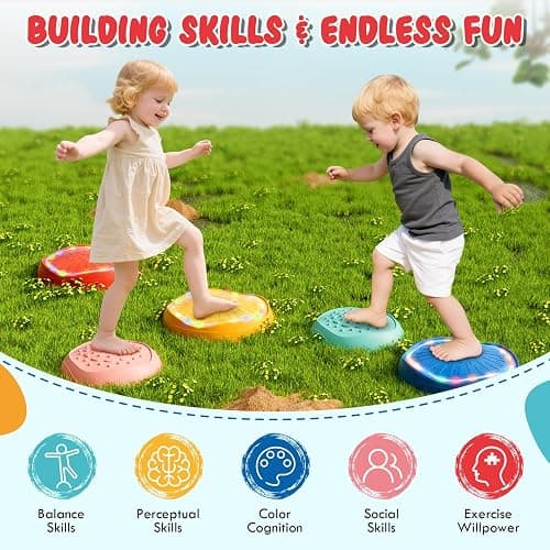 Lehoo Castle Stepping Stones for Kids, Non-Slip Toddler Stepping Stones, Indoor & Outdoor Sensory Toys for Toddlers 1-3, Balance Board Obstacle Course for Kids 3-5 thumbnail 4