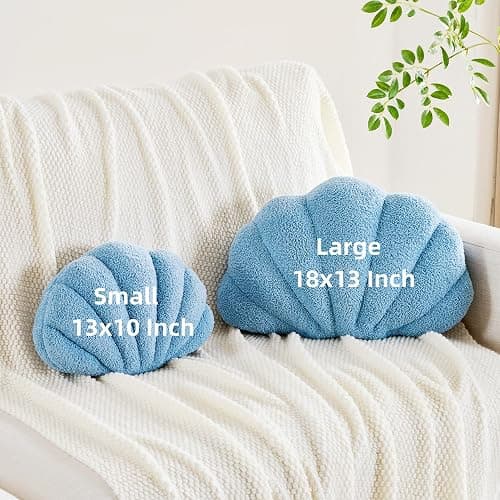 CANGHI Shell Pillow Seashell Decorative Pillow Ivory White Beachy Coastal Shell Shaped Throw Pillows 13x10 Inch Soft Ocean Beach Sea Shell Plush Pillows Cushion for Bed Couch Living Sofa Room Decor thumbnail 3