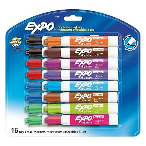 Expo Dry Erase Markers, Whiteboard Markers with Low Odour Ink, Chisel Tip, Assorted Colours, 16 Count thumbnail 15