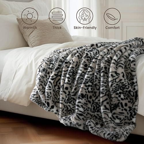 blunique Luxury Faux Fur Heated Blanket Electric Throw - Tiger Print Ultra Soft Thick Warm Heated Blanket, 6 Heating Levels & 12 Hours Auto-Off, ETL Certified, Washable, Luxurious Gifts, 50''x60'' thumbnail 6