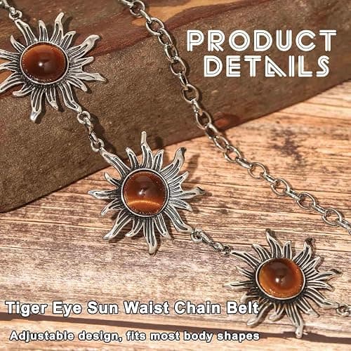 Navoky Tiger Eye Sun Waist Chain Belt Body Chains Adjustable Costume Belly Bracelet Jewelry Accessories for Women thumbnail 3