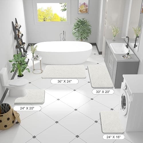 OLANLY Bathroom Rugs 30x20, Extra Soft Absorbent Chenille Bath Rugs, Rubber Backing Quick Dry, Machine Washable Bath Mats for Bathroom Floor, Tub and Shower, Home Decor Accessories, Ivory thumbnail 8