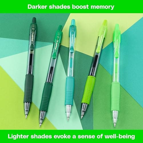 Pilot G2 Premium Gel Roller Pens, Fine Point Gel Pens, Boost Green Pack, The Colors of Balance, 8-Pack Pouch, 0.7 mm, Assorted - Ideal for School, Journaling, & Office Writing thumbnail 5