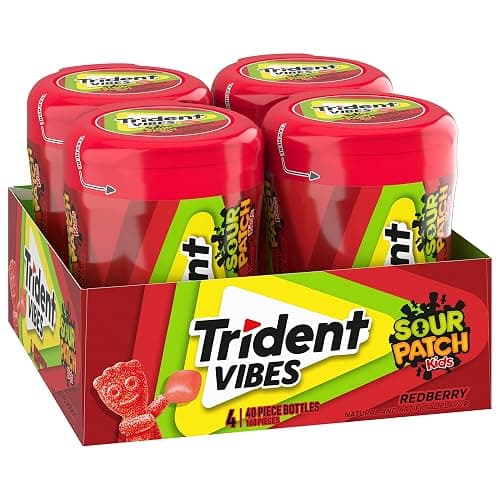 Trident Vibes SOUR PATCH KIDS Redberry Sugar-Free Chewing Gum, 4-40 Piece Bottles (160 Total Pieces) - Redberry - 40 Count (Pack of 4) thumbnail 10