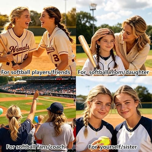 Softball Initial Necklace for Women, 18K Gold Plated, A-Z Letter Pendant | Softball Jewelry, Sports Accessories, Christmas Gift for Girlfriend Daughter thumbnail 6