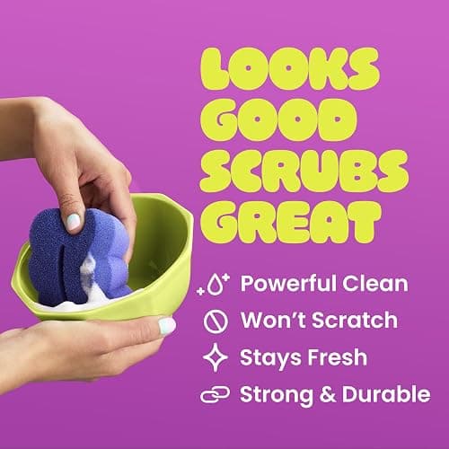 Brite by Scotch-Brite 2-Sided Scrub & Wipe, Scrubbing Kitchen and Dish Sponge, Midnight Mode, 6 Scrub Sponges thumbnail 5