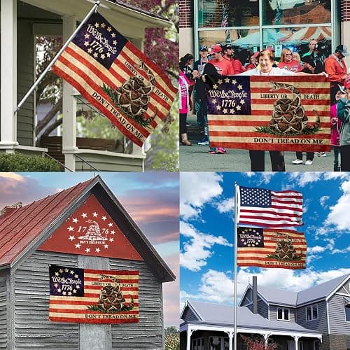 NASIAN Dont Tread on Me Flag We The People 1776 Flag 4th of July Amercian Flags for Outside 3x5 Double Sided Outdoor House Yard Holiday Decoration Banner - One Size - Dont Tread On Me 1776 Flag thumbnail 3