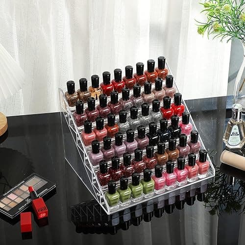 Nail Polish Organizer 6 Tier Acrylic Nail Polish Ink Rack Essential Oil Stand Holder Display Stand Holds, Clear Makeup Organizer, Easy Assemble (6 tiers) thumbnail 7
