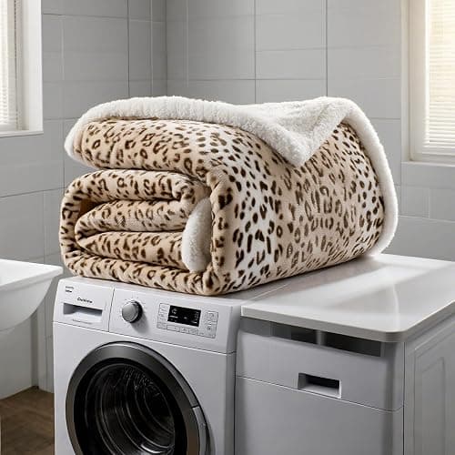 Electric Heated Blanket Full Size 72"x84" - Microplush & Sherpa Fabric Dual-Sided, 6 Heat Settings & 10 Hours Auto Off, Cozy Warming Throw for Office or Bed, Machine Washable, Beige Leopard Print thumbnail 2