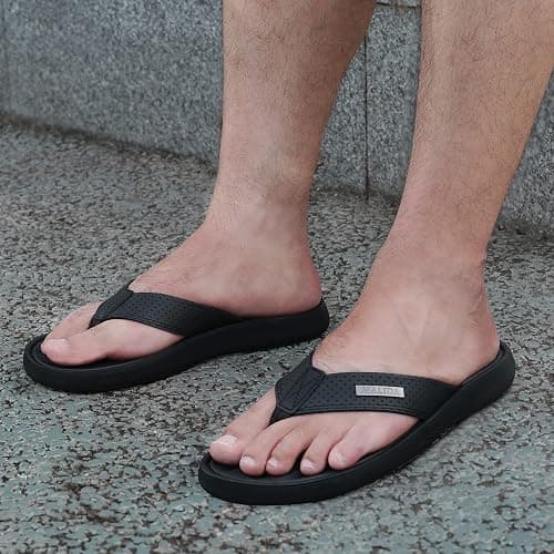 MALIDA Mens Flip Flops Non-Slip Bathroom Shower Shoes Waterproof Cushion foam Indoor and Outdoor Thong Sandals thumbnail 2