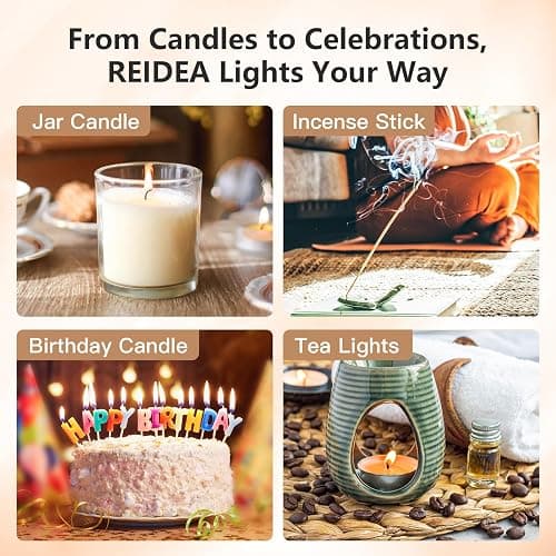 REIDEA Candle Lighter Long USB Rechargeable Arc Windproof Flameless with Safety Switch Buttom for Home Kitchen BBQ Camping Stove thumbnail 5