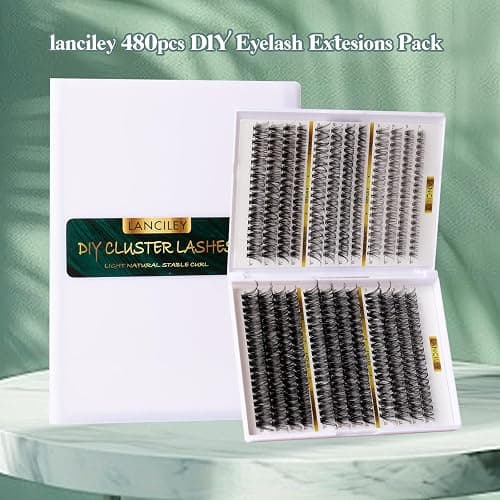 480PCS Lash Clusters 10-20MM 20D+30D+40D+60D+80D+100D Thick Volume Eyelash Extensions Natural Eyelash Clusters Individual Lashes Long Lasting D Curly Lash Extension Thin Band Soft False Lashes-6 thumbnail 7