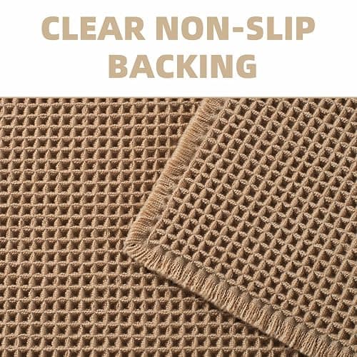 Upgraded Waffle Bath Mat Non Slip Super Absorbent Quick Dry Bath Mats for Bathroom Floor Machine Washable Bathroom Mat Ultra Soft Boho Bathroom Rugs with Tassels Beside Tub, 17" x 24", Brown thumbnail 4